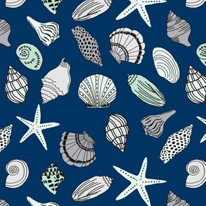 seashells // sea shells beach summer nautical fabric hand-drawn andrea lauren fabric