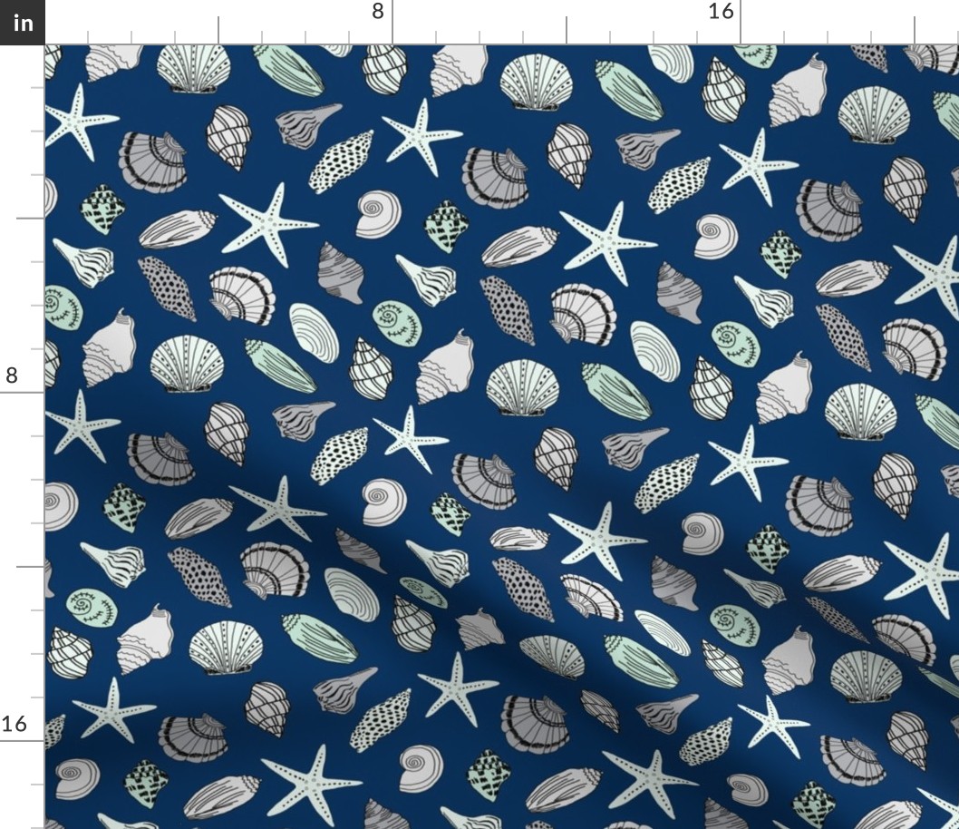 seashells // sea shells beach summer nautical fabric hand-drawn andrea lauren fabric