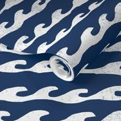 surf // white and navy water ocean waves fabric summer nautical design