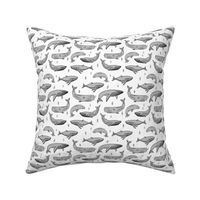 whales // whale fabric grey by andrea lauren 