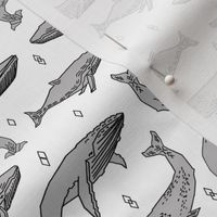 whales // whale fabric grey by andrea lauren 