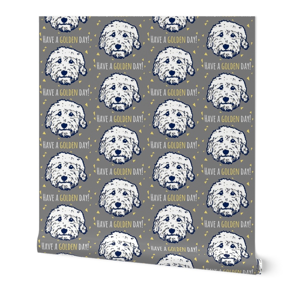 Have a 'golden day' - Goldendoodle dogs in gray/taupe