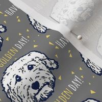 Have a 'golden day' - Goldendoodle dogs in gray/taupe