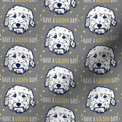 Have a 'golden day' - Goldendoodle dogs in gray/taupe