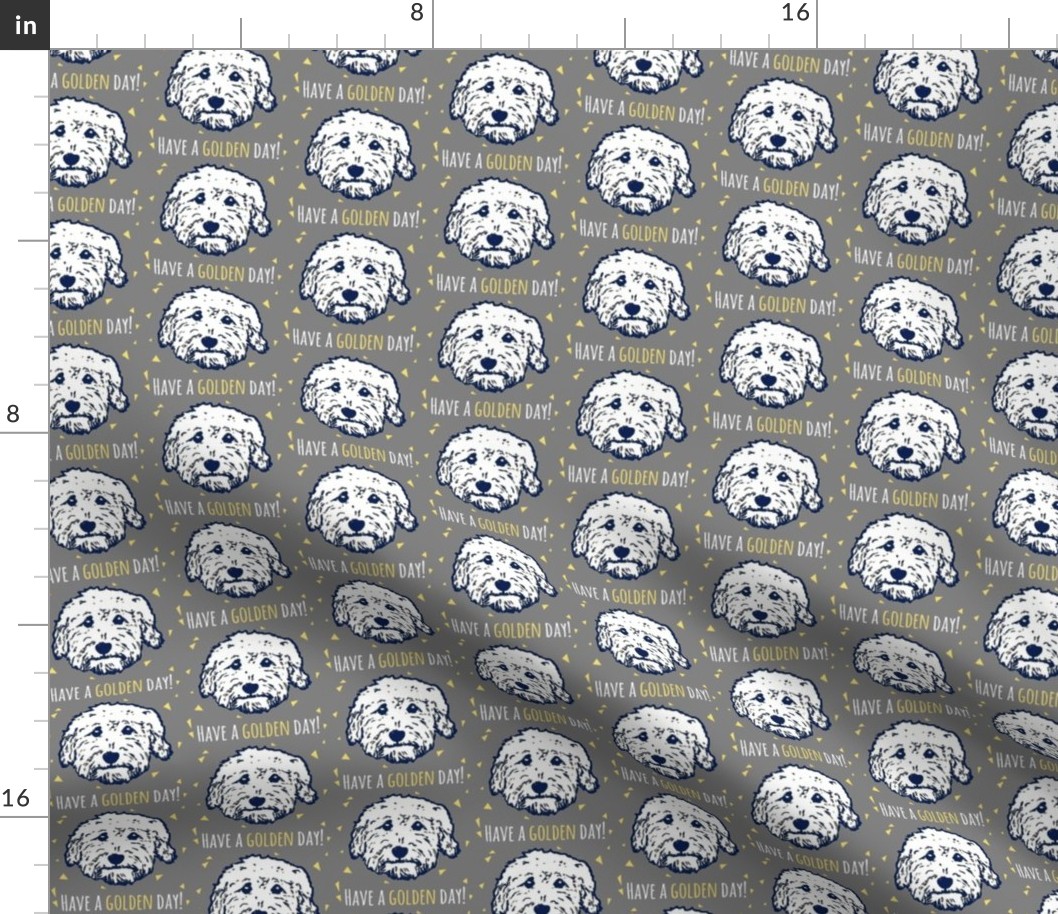 Have a 'golden day' - Goldendoodle dogs in gray/taupe