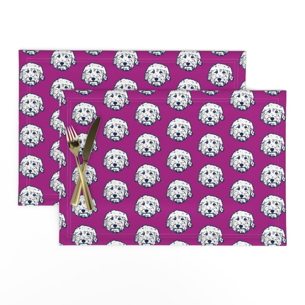 Goldendoodles - adorable doodle dogs in purple