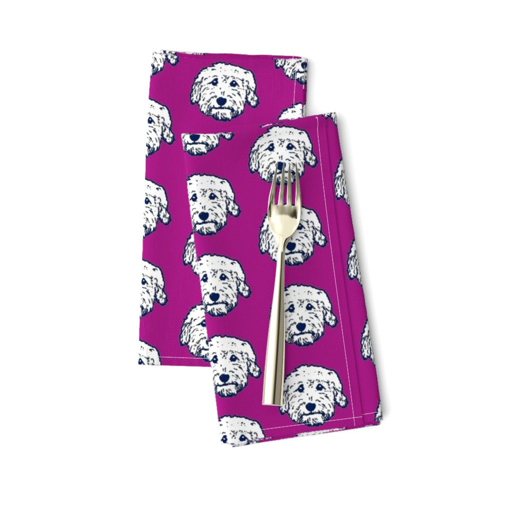 Goldendoodles - adorable doodle dogs in purple