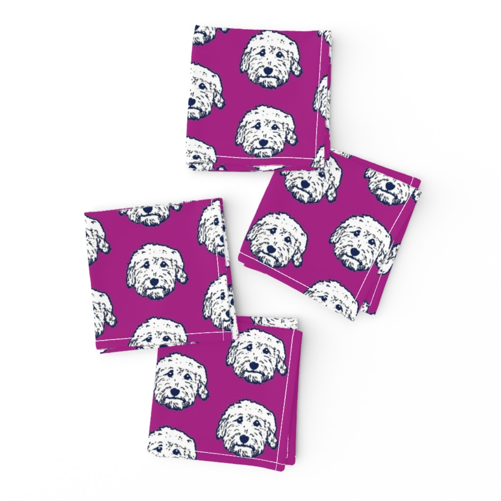 Goldendoodles - adorable doodle dogs in purple