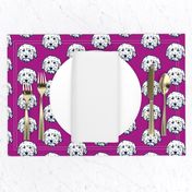 Goldendoodles - adorable doodle dogs in purple