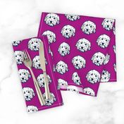 Goldendoodles - adorable doodle dogs in purple