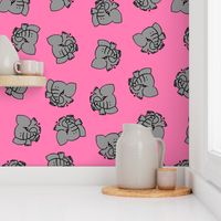 Grey Elephants on Pink by Cheerful Madness!!