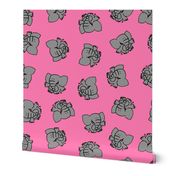 Grey Elephants on Pink by Cheerful Madness!!