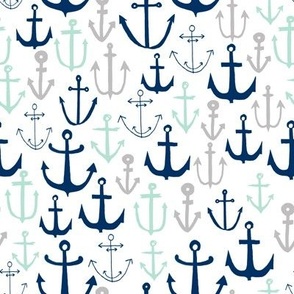 anchors // nautical summer fabric navy grey and mint