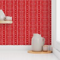 Ditsy Tribal Drum Stripe Red and White