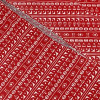 Ditsy Tribal Drum Stripe Red and White