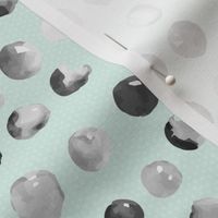 Watercolor Spots Mint Green || Drops Polka Dots Gray grey White Black Abstract Modern  _ Miss Chiff Designs