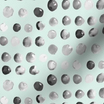 Watercolor Spots Mint Green || Drops Polka Dots Gray grey White Black Abstract Modern  _ Miss Chiff Designs