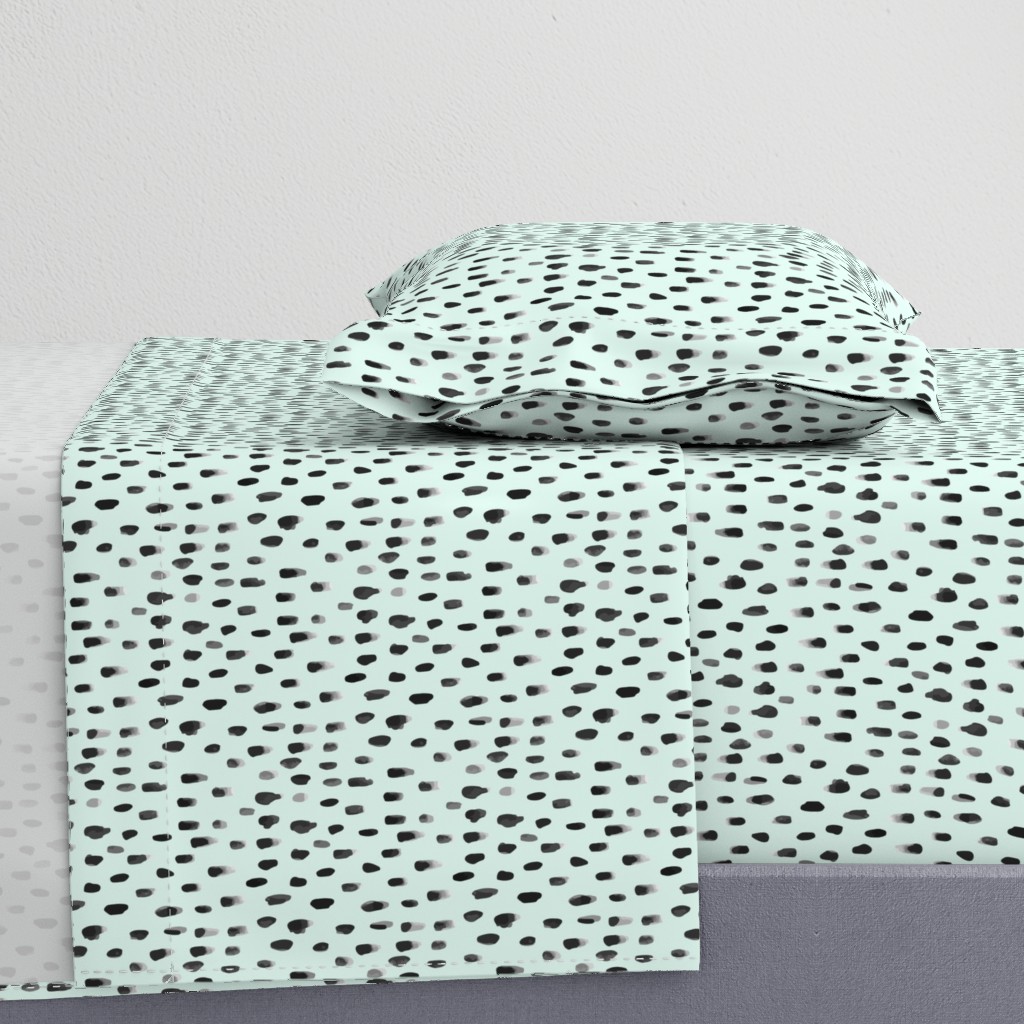 Watercolor Rain Spots Mint Green || Drops Dots  Gray grey Black White _Miss Chiff Designs