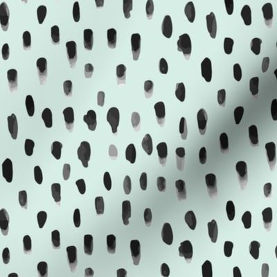 Watercolor Rain Spots Mint Green || Drops Dots  Gray grey Black White _Miss Chiff Designs