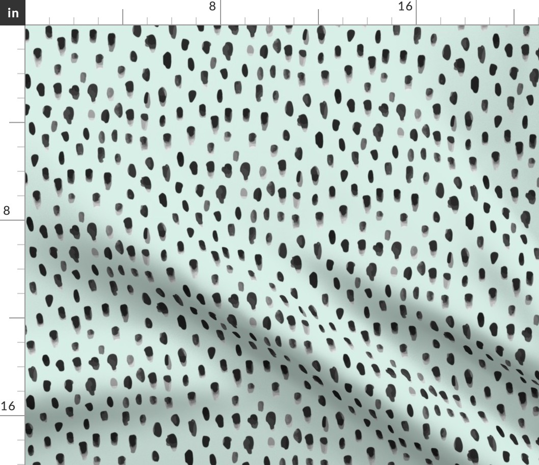 Watercolor Rain Spots Mint Green || Drops Dots  Gray grey Black White _Miss Chiff Designs