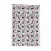 yorkie cherry blossom fabric - yorkshire terrier dog fabric cherry blossoms fabric - blue tint