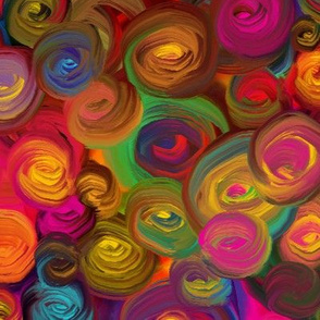PAINTED ABSTRACT ROSES BRIGHT ORIGINAL