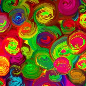 PAINTED ABSTRACT ROSES NEON GLOW