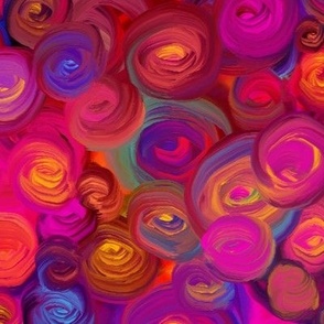 PAINTED ABSTRACT ROSES red sunset