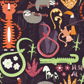 Rain forest animals pattern 003