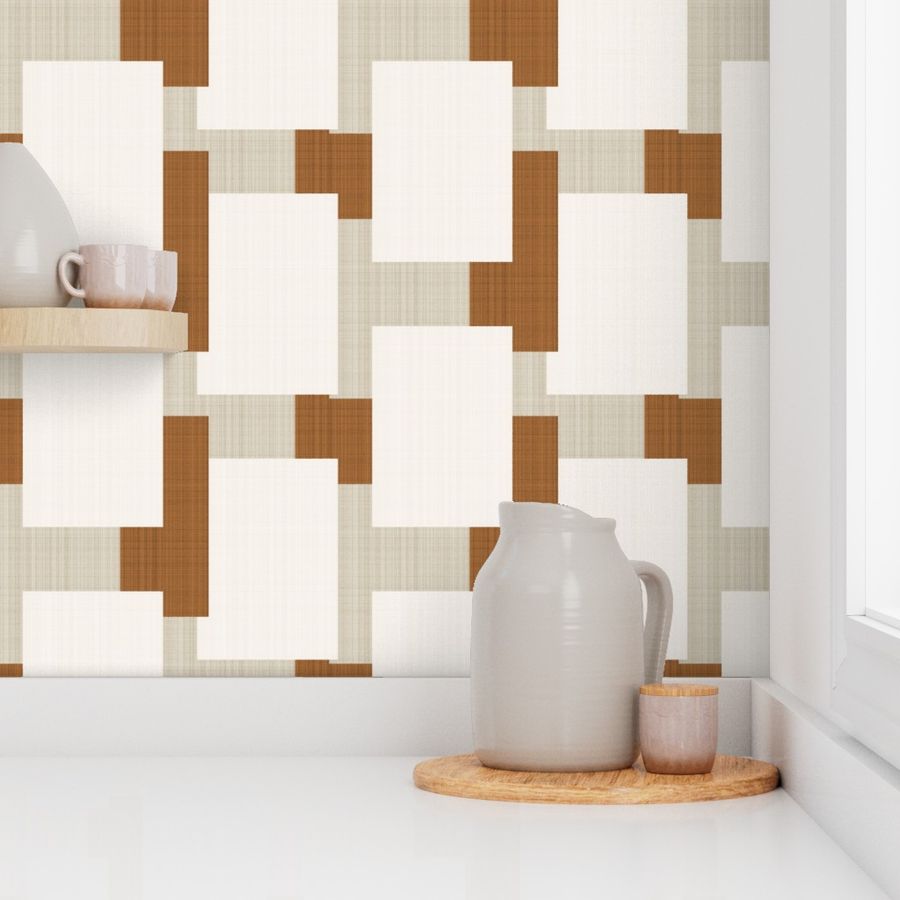 Mid Century Modern Blocks || Squares in Tan Cream Brown Neutral 50s 60s 70s _Miss Chiff Designs