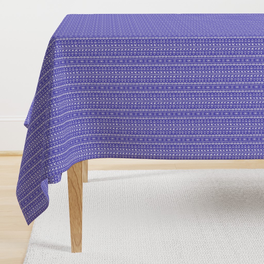 Ditsy Tribal Drum Stripe Purple and White