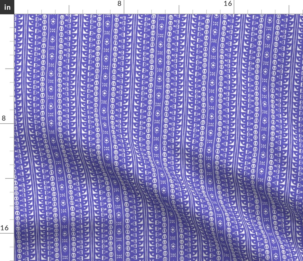 Ditsy Tribal Drum Stripe Purple and White