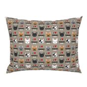 frenchie dog fabric - i love french bulldogs fabric - frenchie face - medium brown