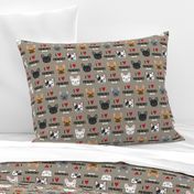 frenchie dog fabric - i love french bulldogs fabric - frenchie face - medium brown