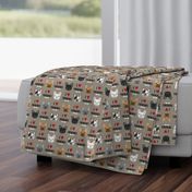 frenchie dog fabric - i love french bulldogs fabric - frenchie face - medium brown