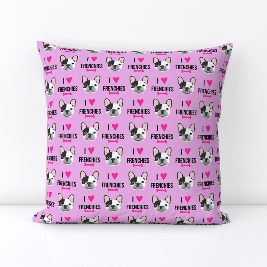 frenchie dog fabric - i love french bulldogs fabric - frenchie face - purple