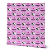 frenchie dog fabric - i love french bulldogs fabric - frenchie face - purple