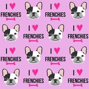 frenchie dog fabric - i love french bulldogs fabric - frenchie face - purple