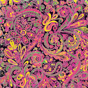 PaisleyFantasy in black pink and green