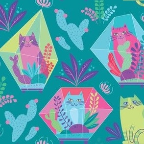 Terrarium Cats {large} Teal