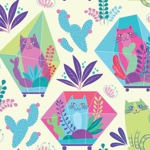 Terrarium Cats {large} Cream