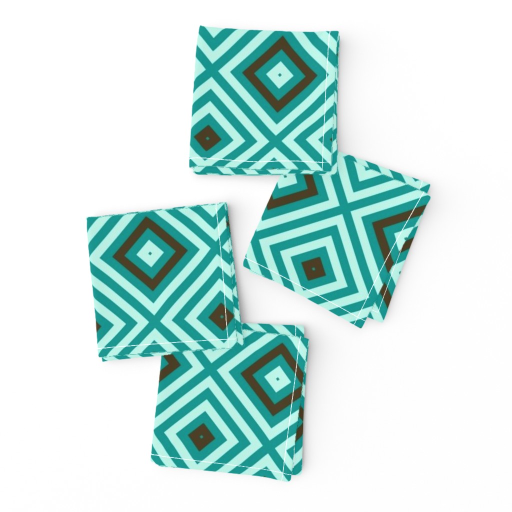 Op Art squares in turquoise, chocolate, pale blue by Su_G_©SuSchaefer