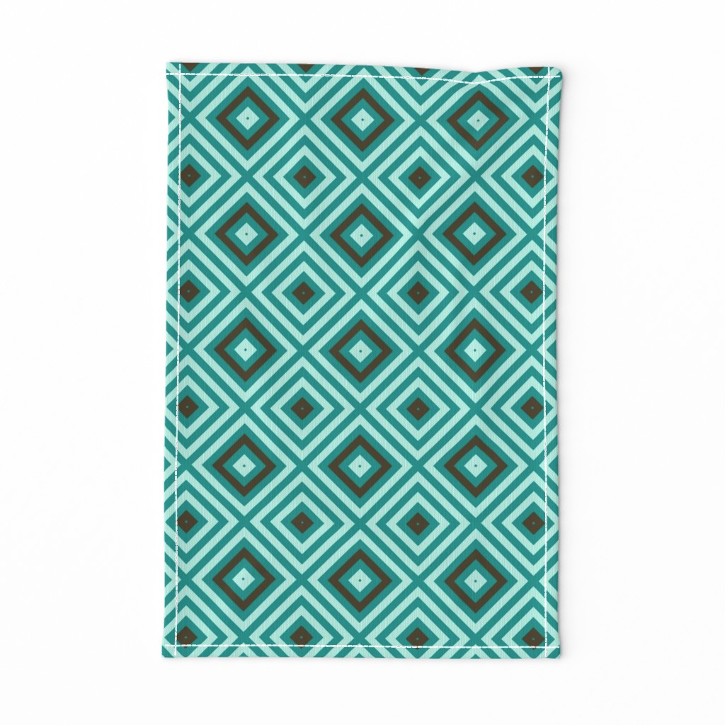 Op Art squares in turquoise, chocolate, pale blue by Su_G_©SuSchaefer