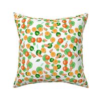 Watercolor seamless pattern on white background. Lime, mandarin, orange