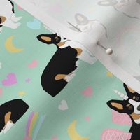 corgi unicorn fabric - tricolored corgis pastel unicorn corgi design