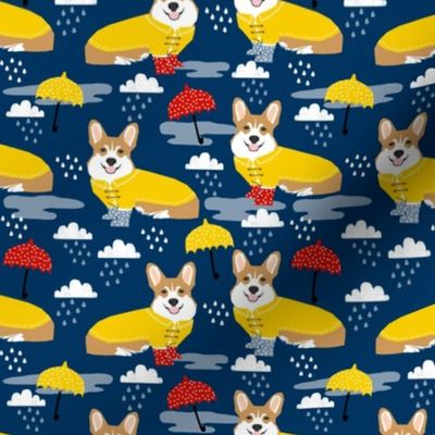 corgi rain day spring showers fabric cute corgis in rainboots fabric