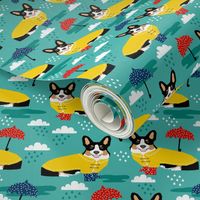 corgi rain day spring showers fabric cute corgis in rainboots fabric