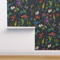 Hummingbirds and Passion flowers - cloisonne