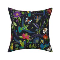 Hummingbirds and Passion flowers - cloisonne