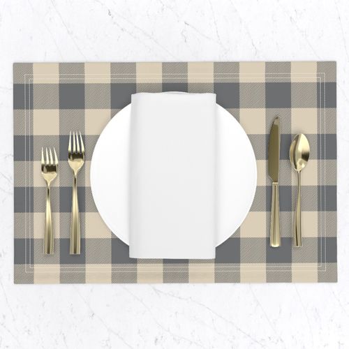 1.5" Buffalo Plaid -tan and grey